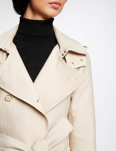 Getailleerde trenchcoat met capuchon zand vrouw