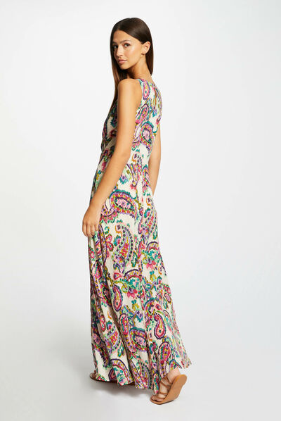 Lange jurk met abstracte print meerkleurig vrouw