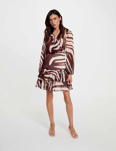 Robe courte col cache coeur multicolore femme