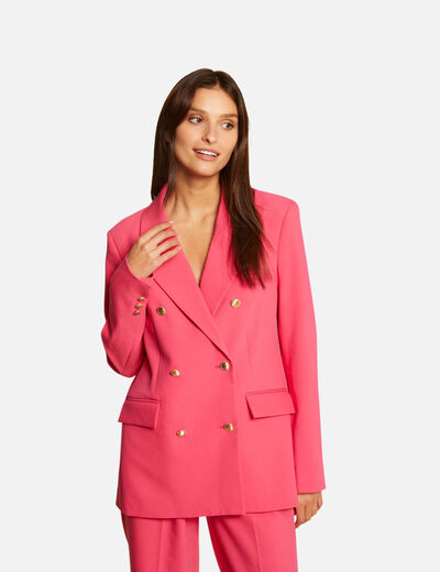 Veste droite boutonnée rose moyen femme