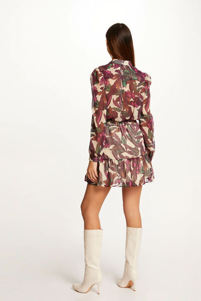 Shirt met lange mouwen en plantenprint veelkleurig vrouw