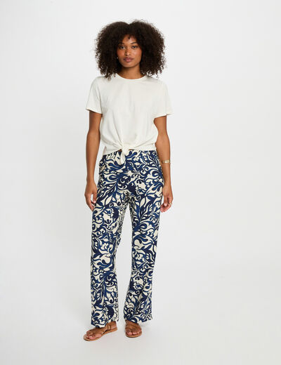 Rechte broek met print meerkleurig vrouw