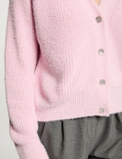 Gilet manches longues rose pastel femme