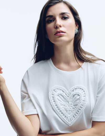 T-shirt droit manches courtes blanc femme