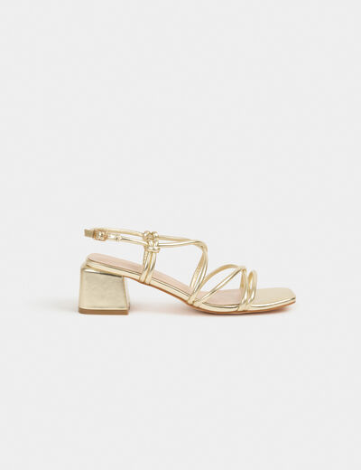 Sandales à talons carrés dore femme