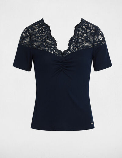T-shirt met korte mouwen marineblauw vrouw