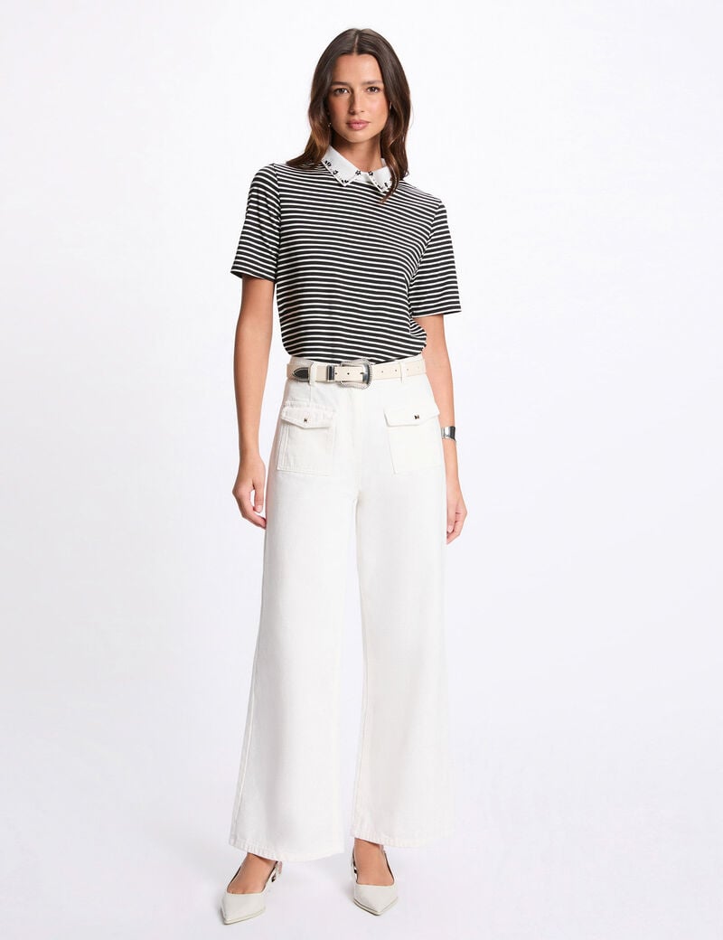 t shirt manches courtes raye blanc femme T-shirt manches courtes rayé blanc femme