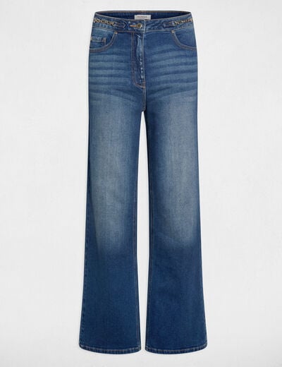 Jean large taille haute denim stone femme
