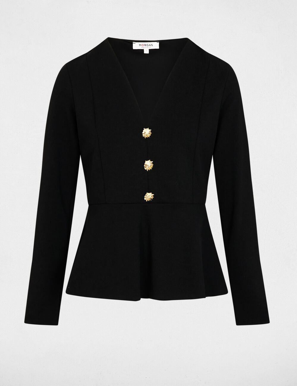 T-shirt cintré col v noir femme