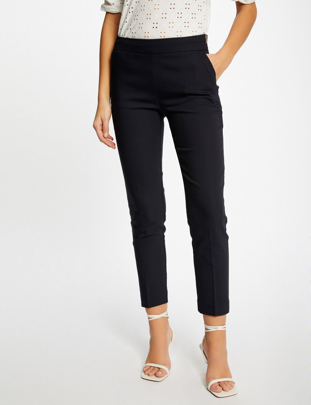 Pantalon cigarette 7/8ème bleu marine femme