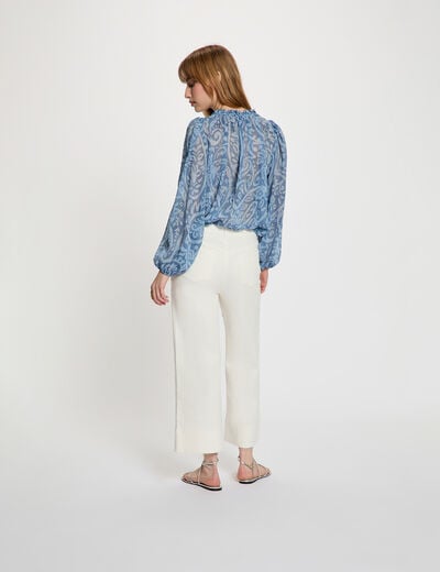 Top manches bouffantes multicolore femme