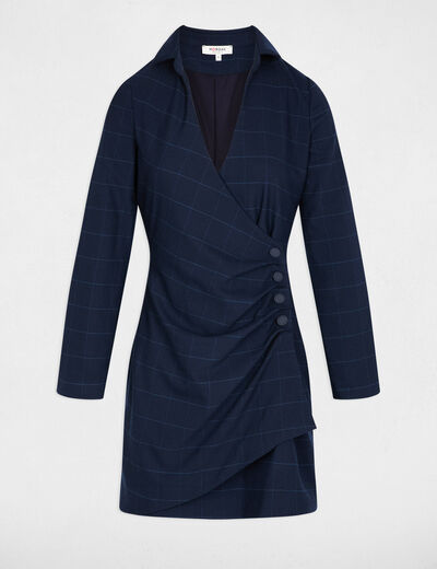 Robe courte portefeuille bleu marine femme