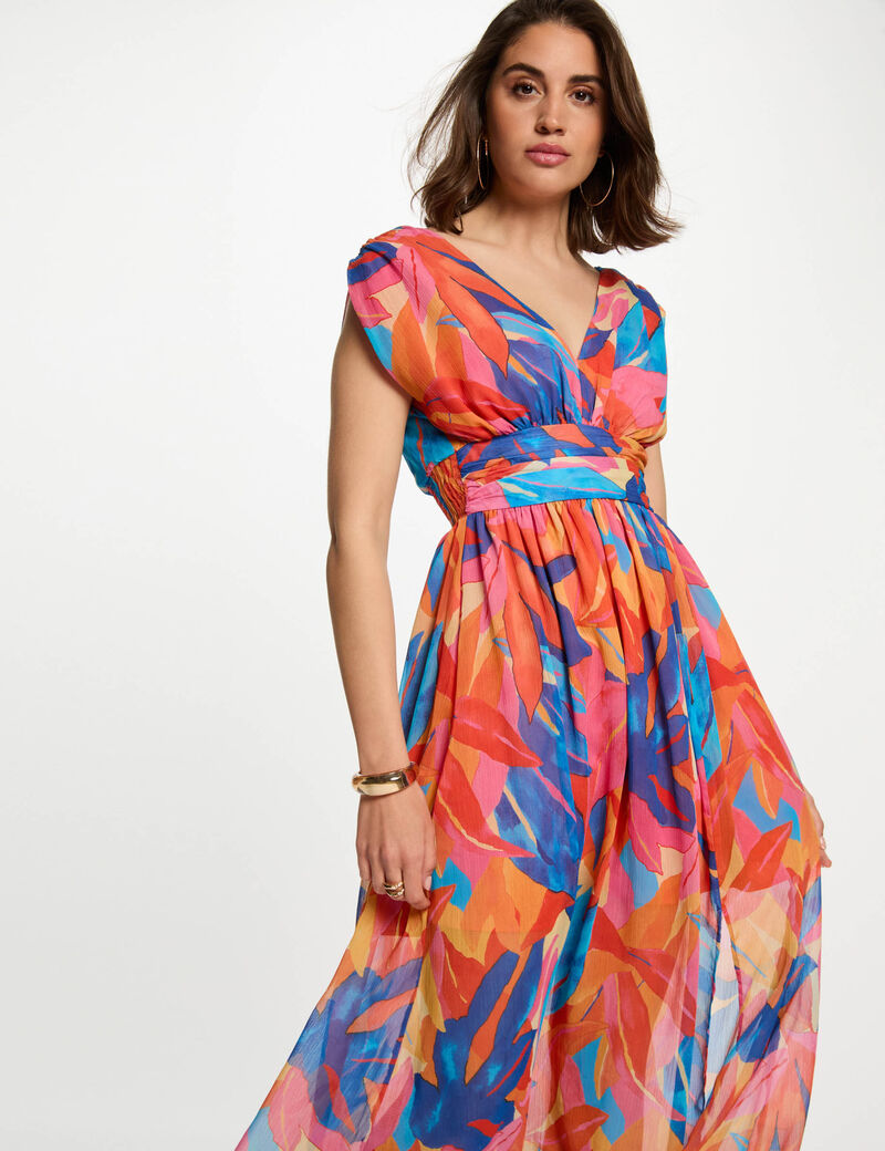 robe longue droite imprimee multicolore femme Robe longue droite imprimée multicolore femme