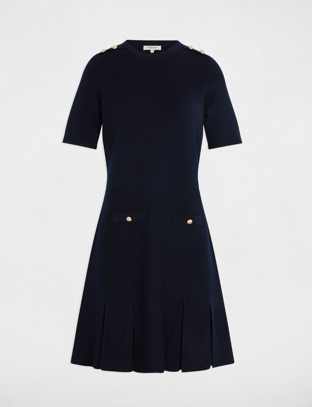 Robe courte trapèze bleu marine femme