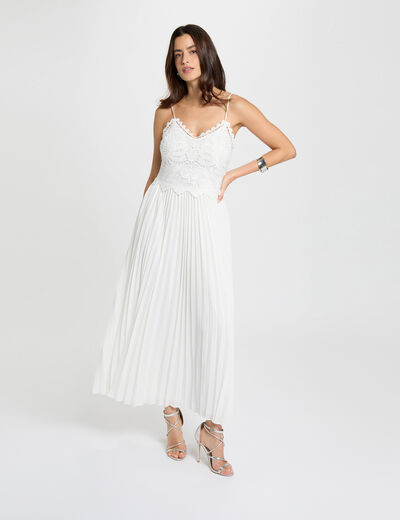 Robe longue dentelle blanc femme