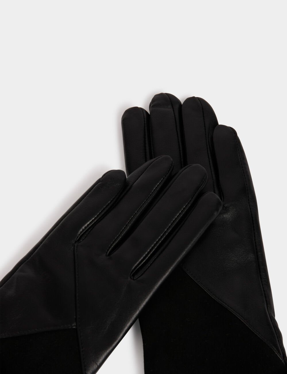 Gants bimatière noir femme