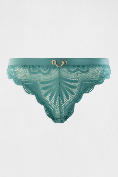 Slip en dentelle bleu femme