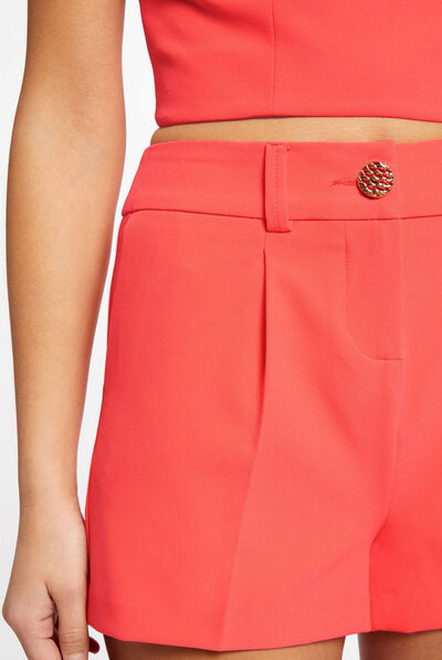 Short city droit à pinces orange femme