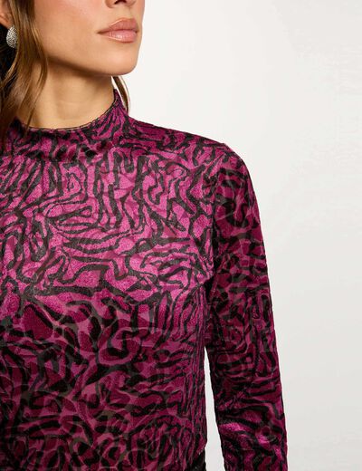 t shirt velours col montant multicolore femme meerkleurig vrouw