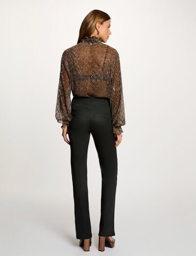 T-shirt col lavallière jaune or femme