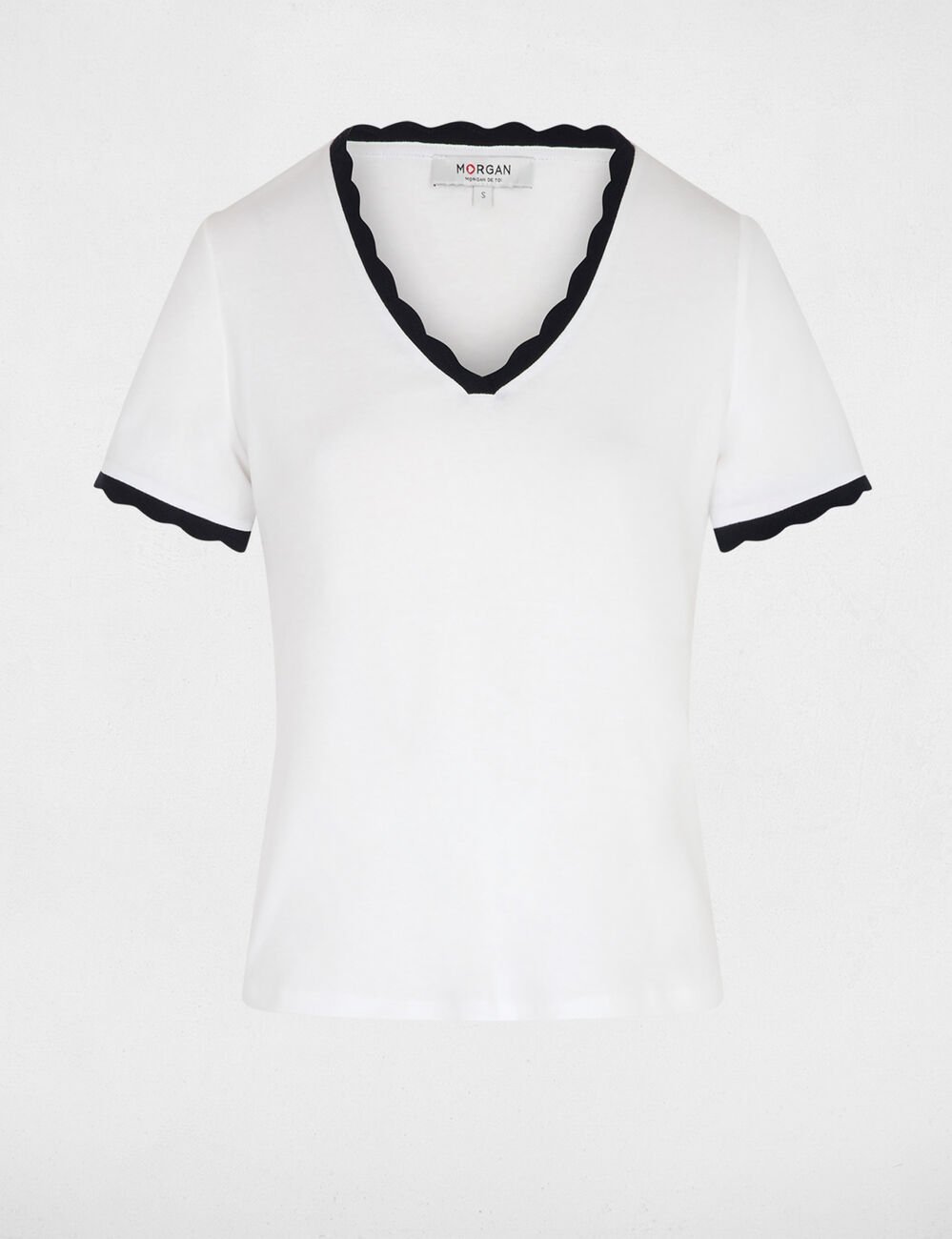 Getailleerd V-hals T-shirt helder wit vrouw