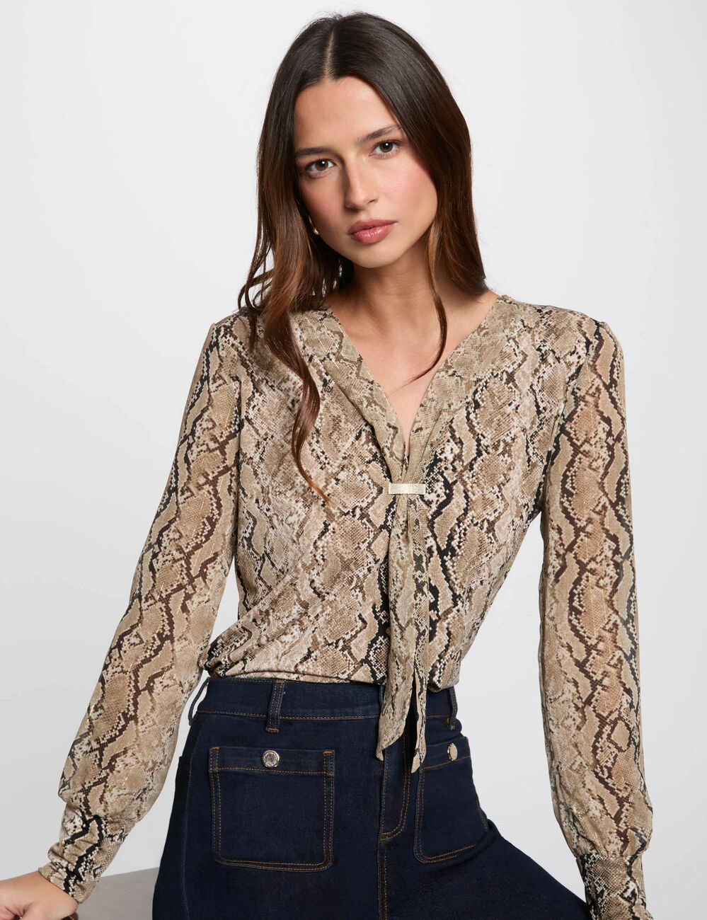 T-shirt met lange mouwen meerkleurig vrouw