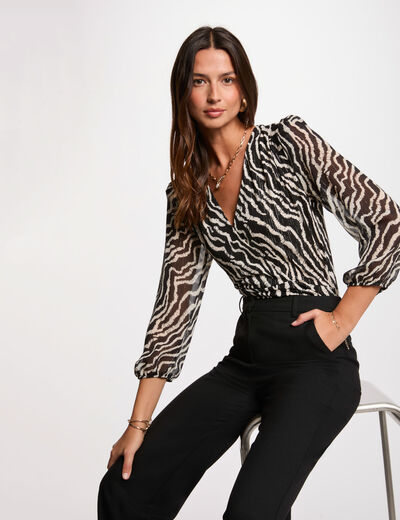 T-shirt manches 3/4 multicolore femme