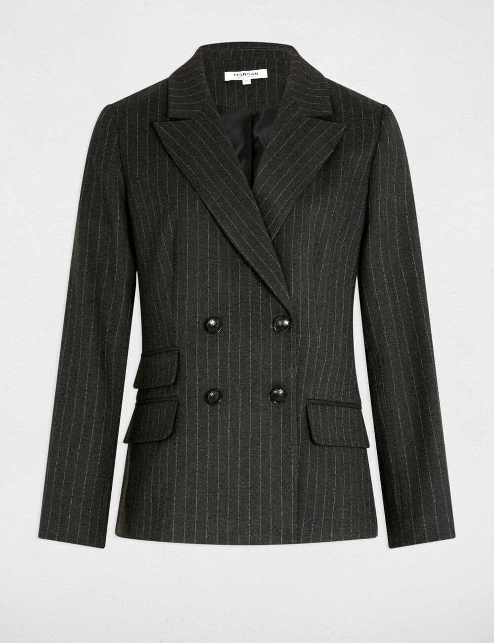 Blazer &agrave; rayures gris fonc&eacute; femme