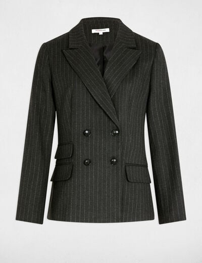 Blazer &agrave; rayures gris fonc&eacute; femme