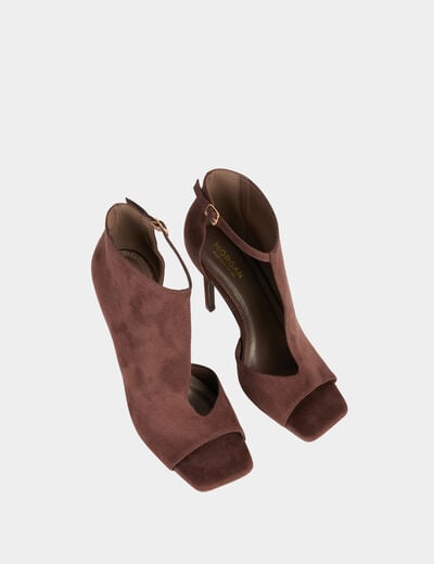 Sandales &agrave; talons demi-ouvertes marron fonc&eacute; femme