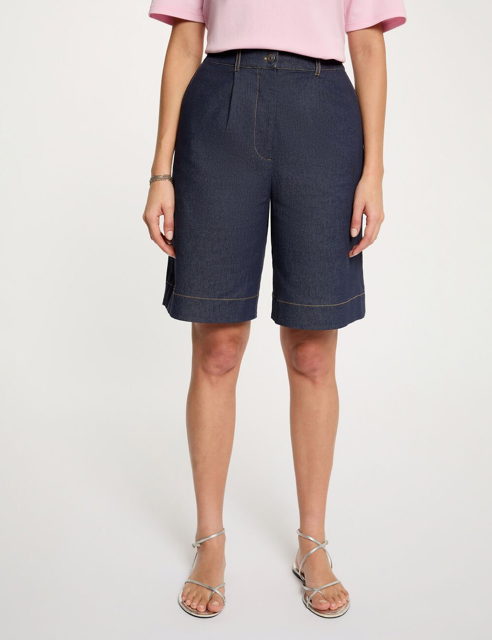 Short large en jean denim brut femme