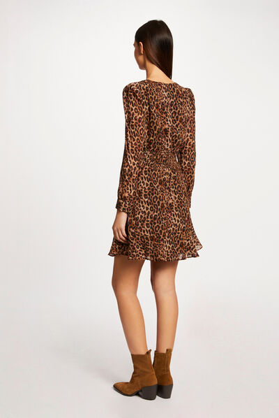 Robe cintrée imprimé léopard multico femme