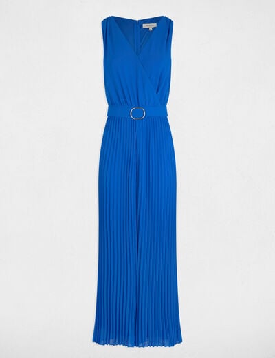 Ruimvallende jumpsuit bleu electrique vrouw
