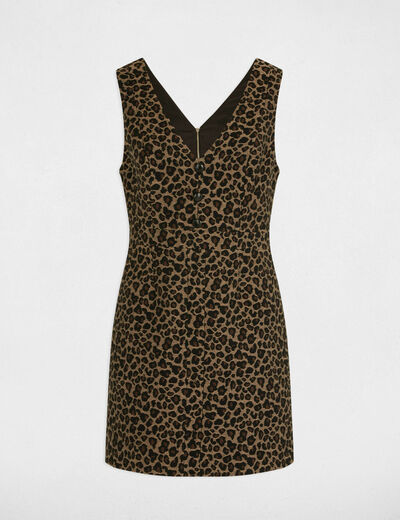 Robe courte trapèze imprimée multicolore femme