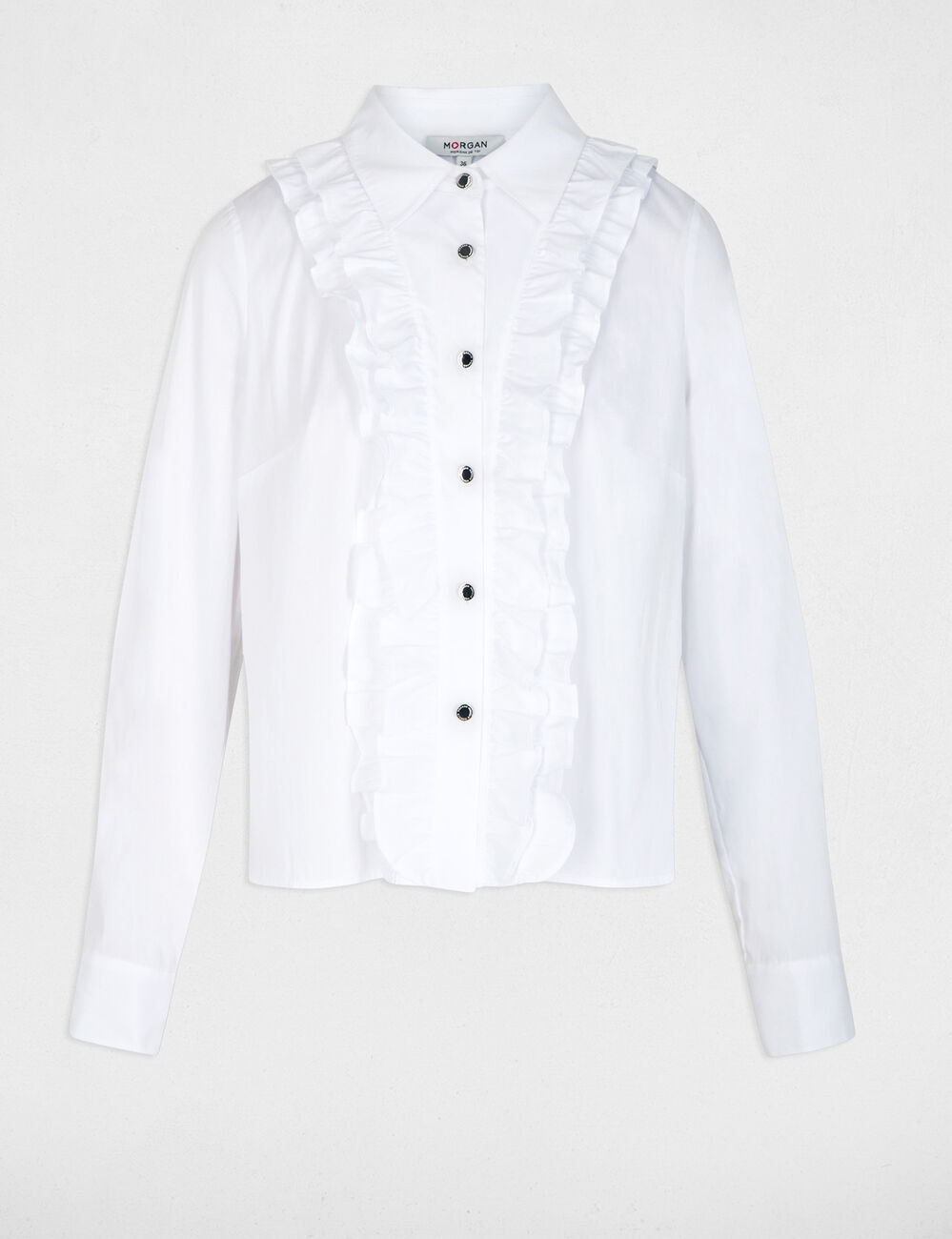 Chemise droite col &agrave; revers blanc femme
