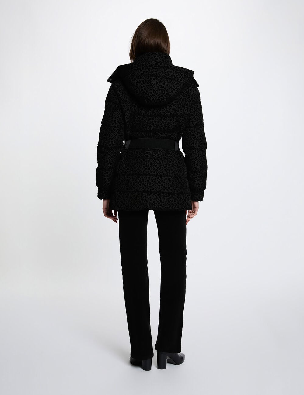 Doudoune ceintur&eacute;e noir femme