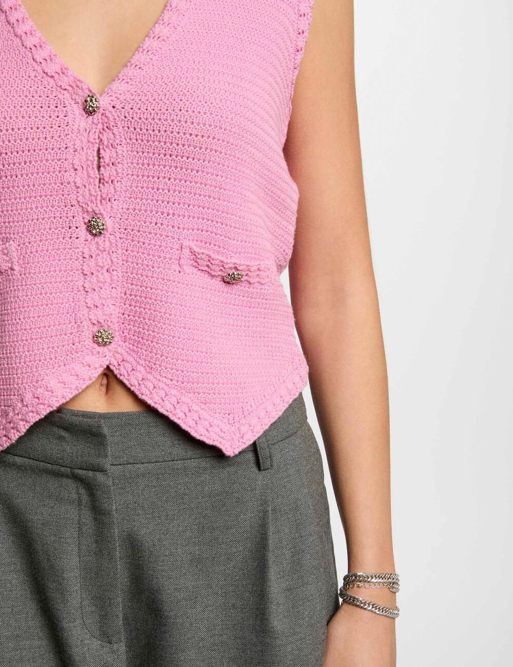 Mouwloos vest roze vrouw