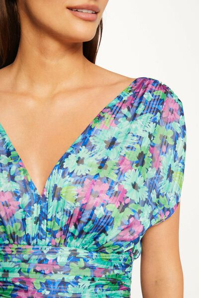 Lange jurk met bloemenprint meerkleurig vrouw