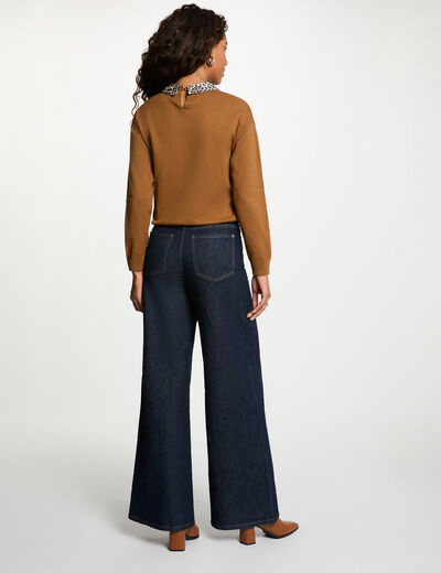 Pull col l&eacute;opard camel femme