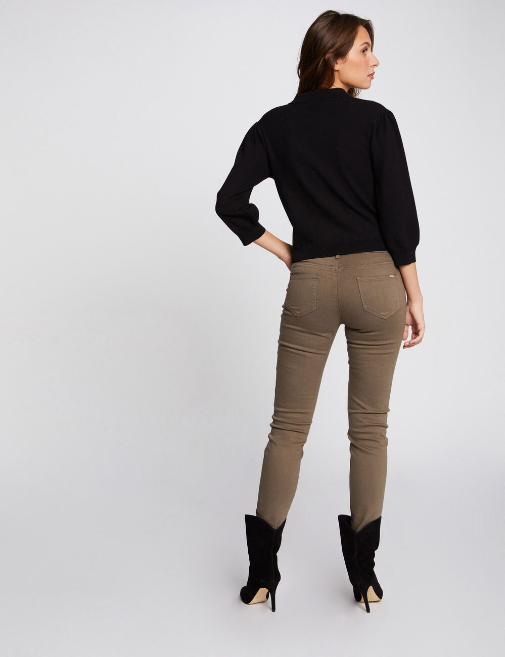 Skinny broek met lage taille brons vrouw