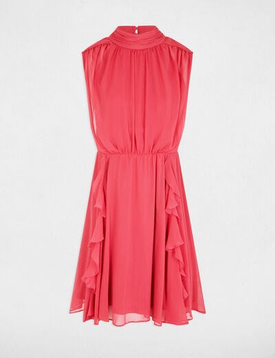 Robe courte col montant vieux rose femme