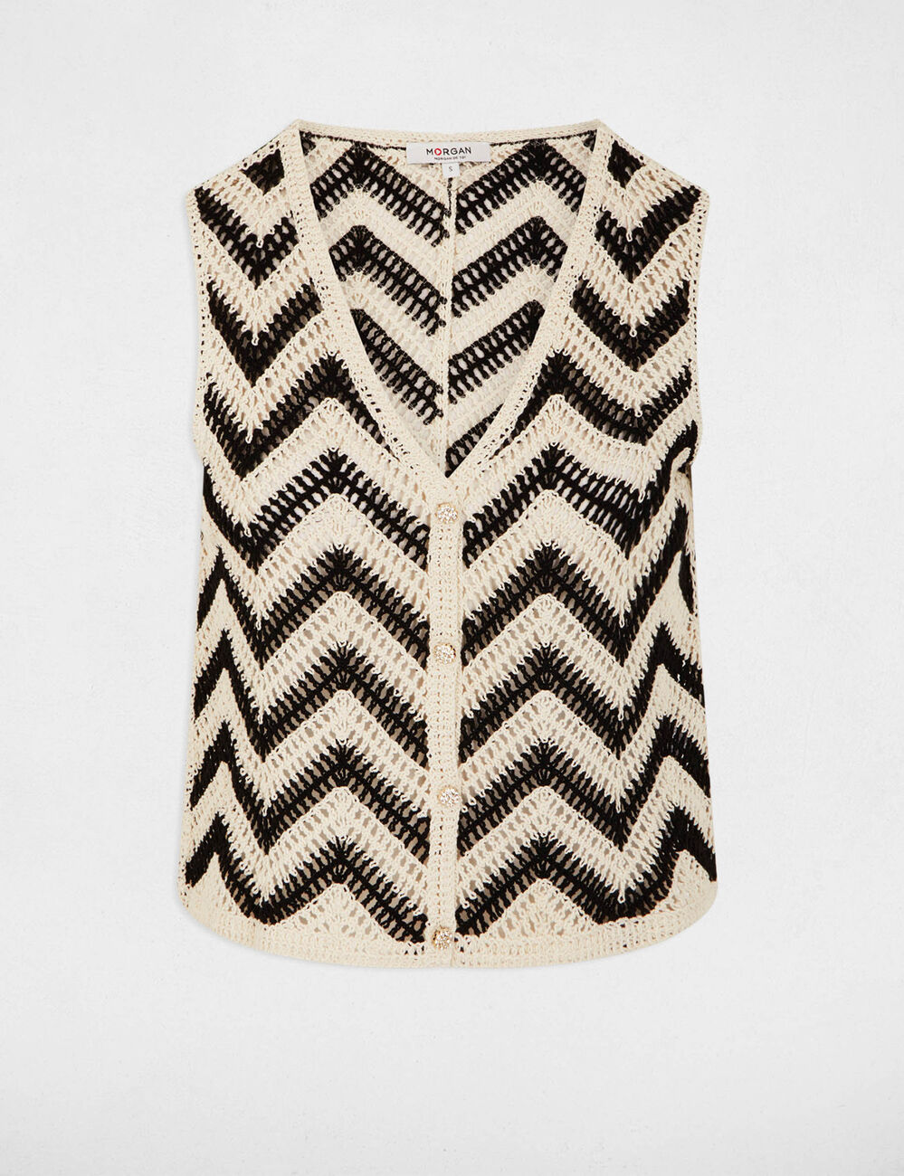 Mouwloos vest met V-hals zwart vrouw