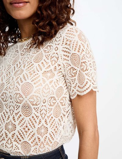 T-shirt met korte mouwen ivoor vrouw