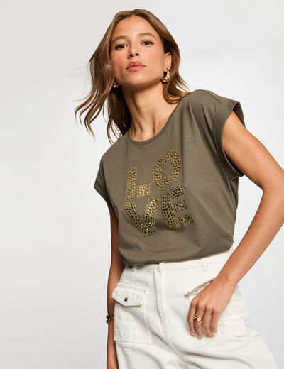 T-shirt met opschrift brons vrouw