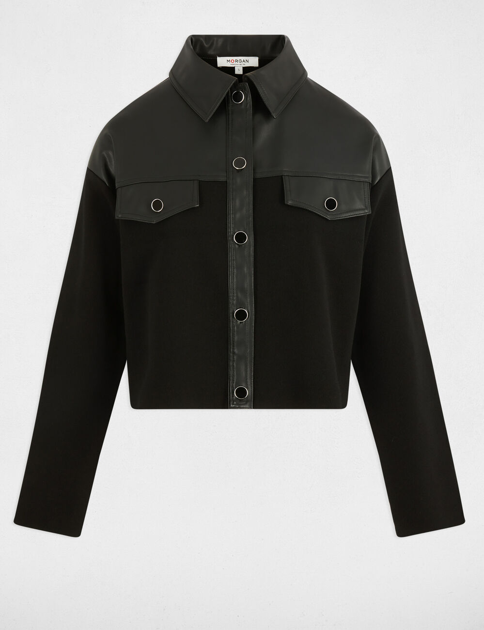 Veste droite cropped noir femme