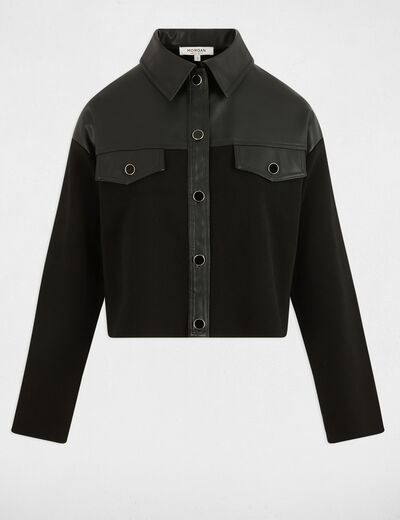 Veste droite cropped noir femme