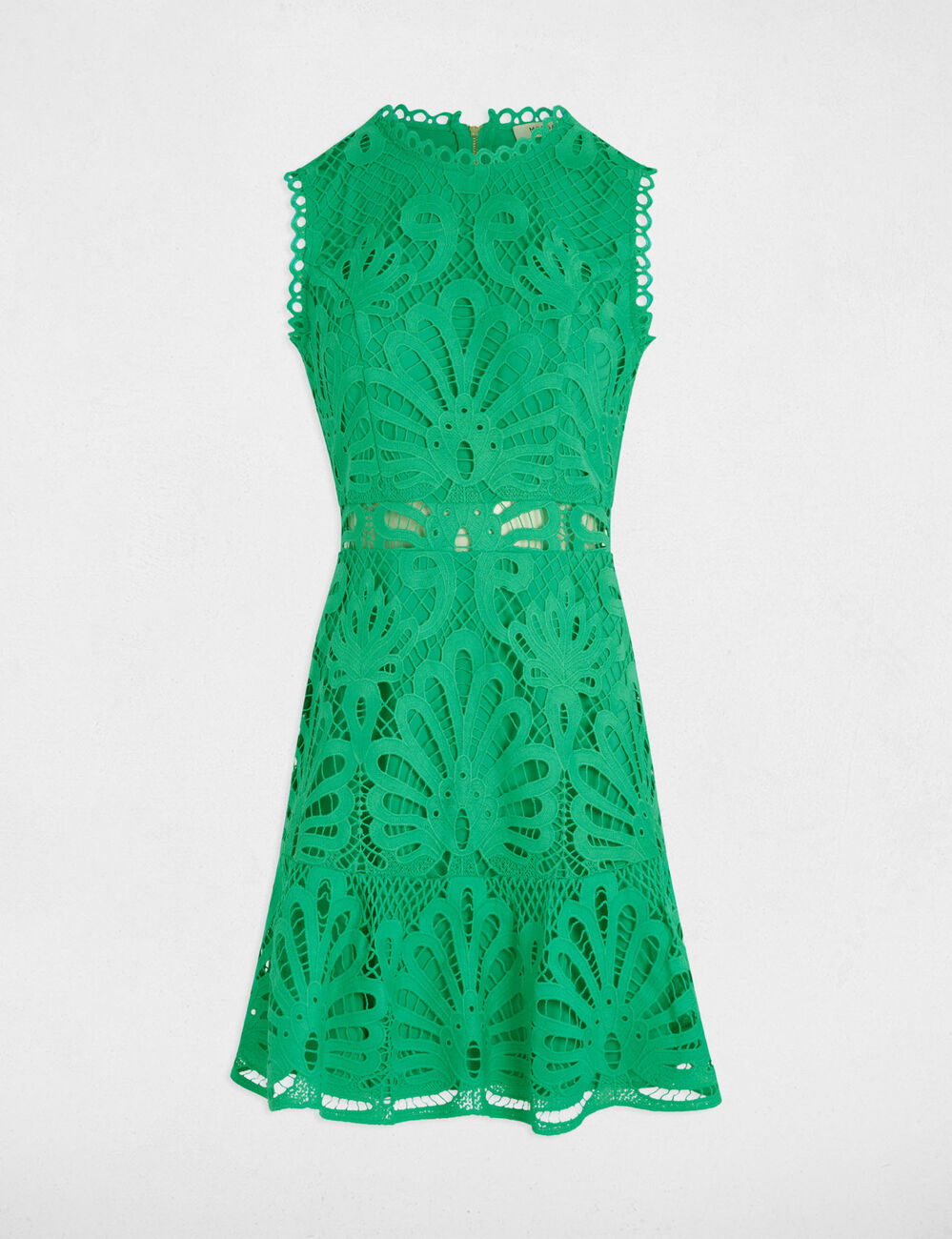 Robe courte trapèze dentelle vert émeraude femme