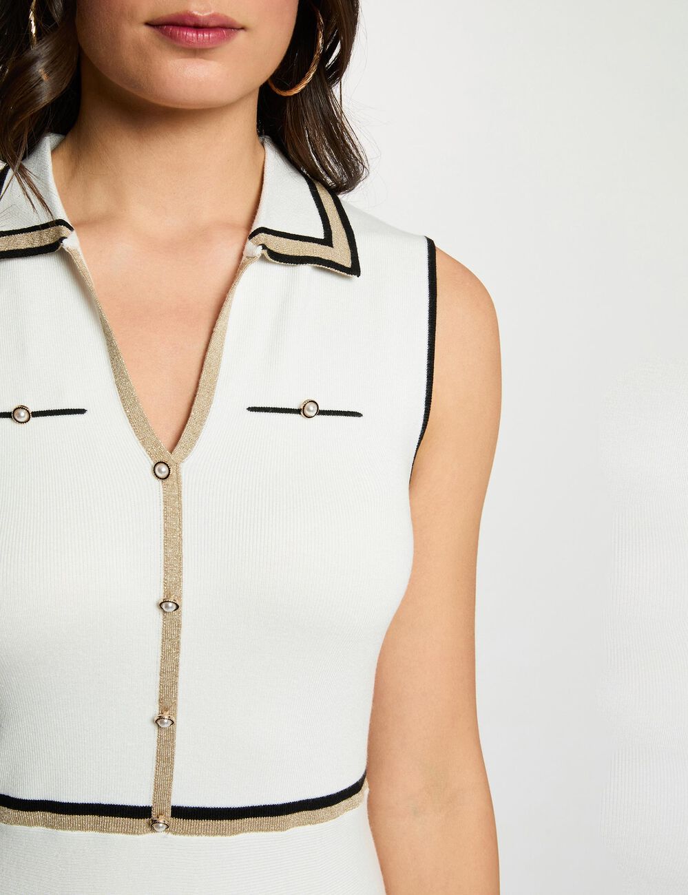 Robe courte col &agrave; revers blanc femme