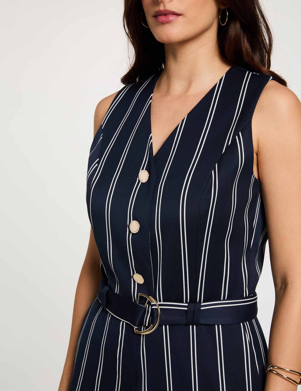 Combinaison sans manches col v bleu marine femme