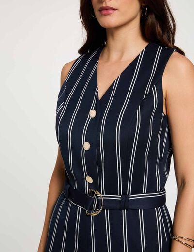 Combinaison sans manches col v bleu marine femme